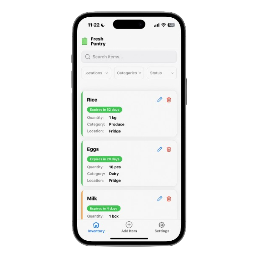 Fresh Pantry iOS App